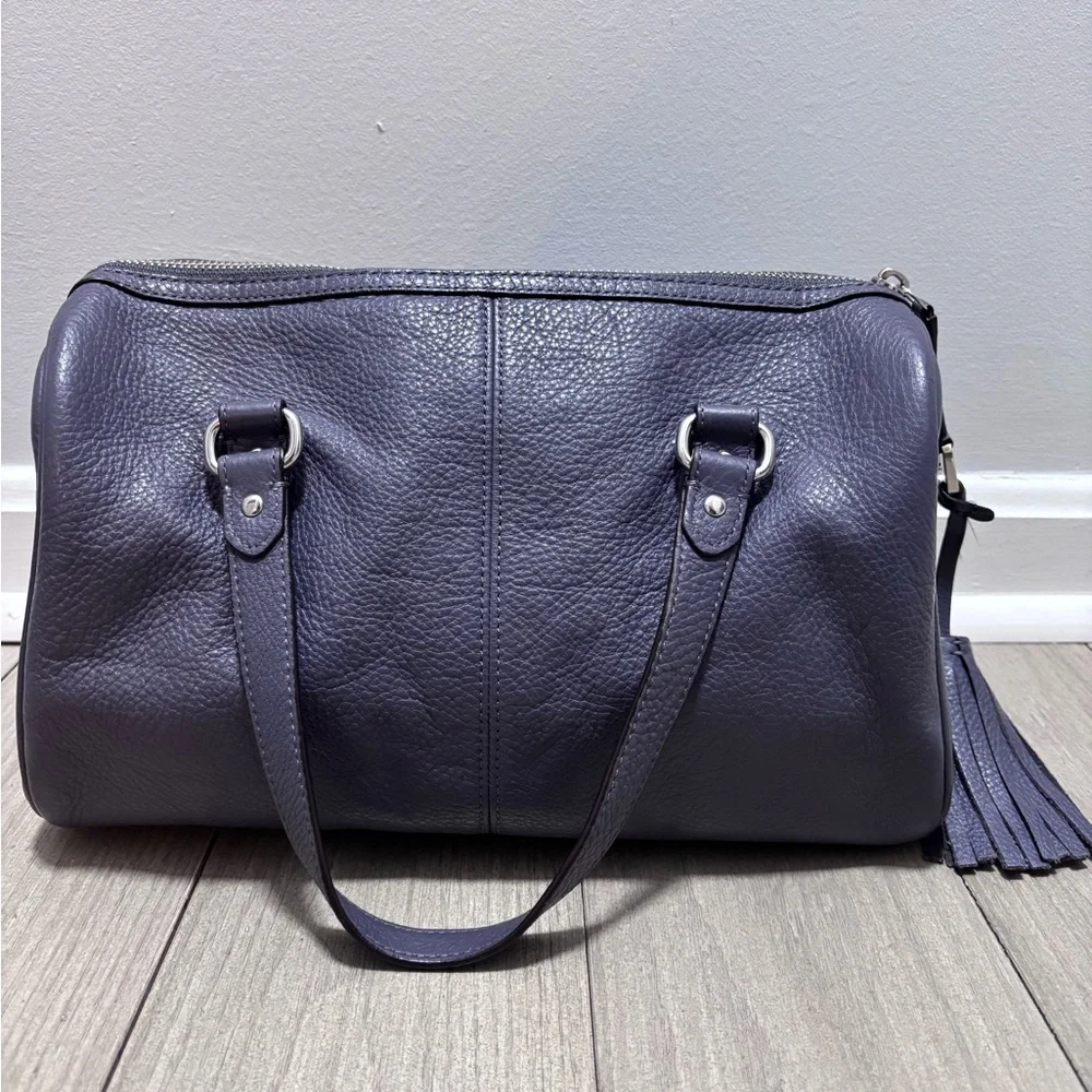 Coach Purple Leather Satchel with Tassel